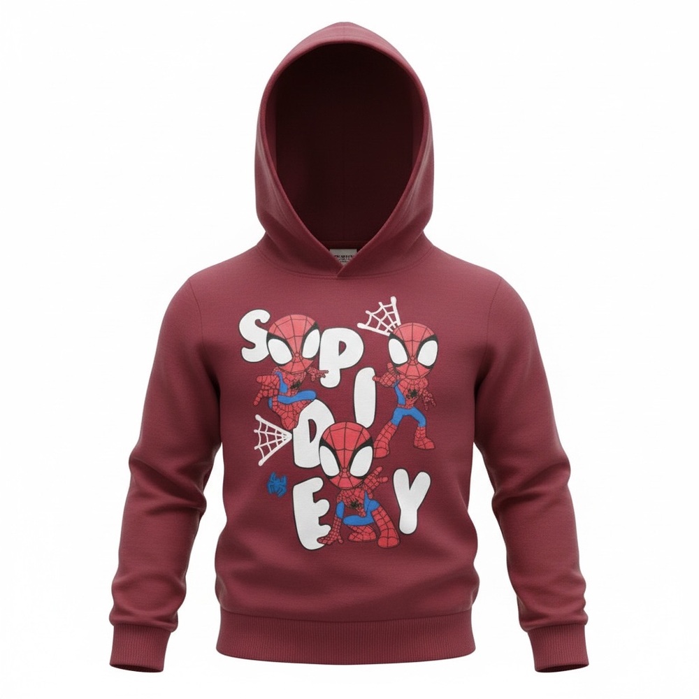 Marvel Spider-Man Kids Hoodie Size 4T Burgundy Pullover Sweatshirt